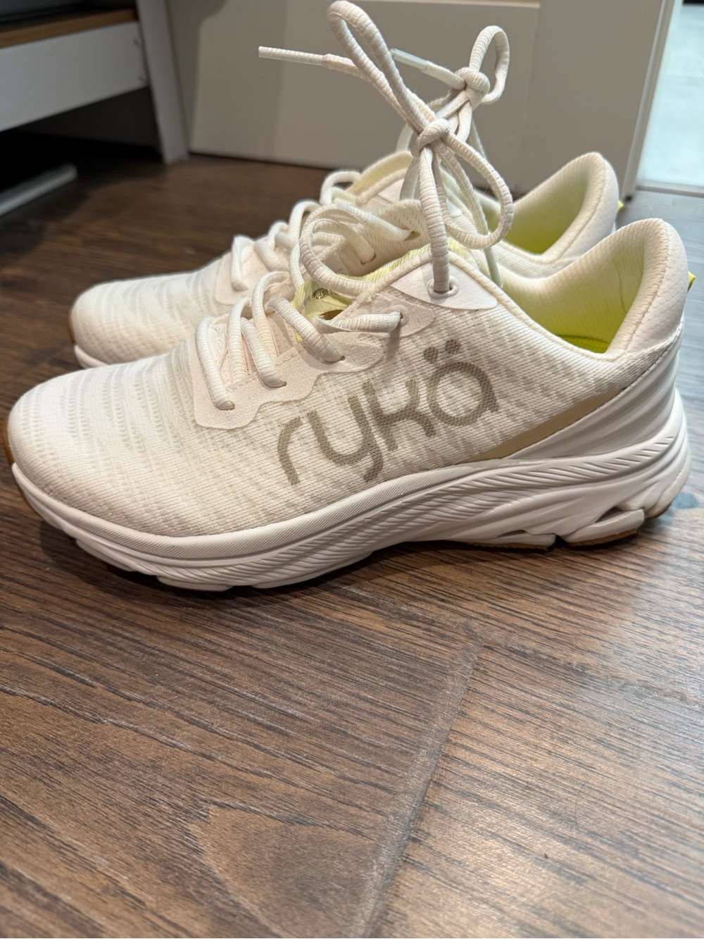 Ryka brand new White Athletic Sneakers with Subtle Yellow Lining